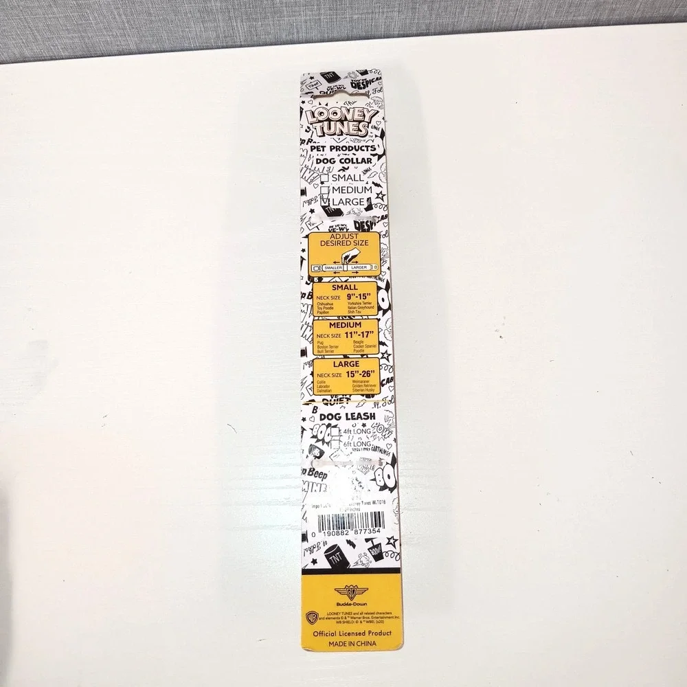 Looney Tunes Dog Collar Large 15-26 Adjustable Buckle Down Cartoon Print New‎